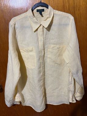 Ralph Lauren Pale Yellow Linen Button-Down Shirt